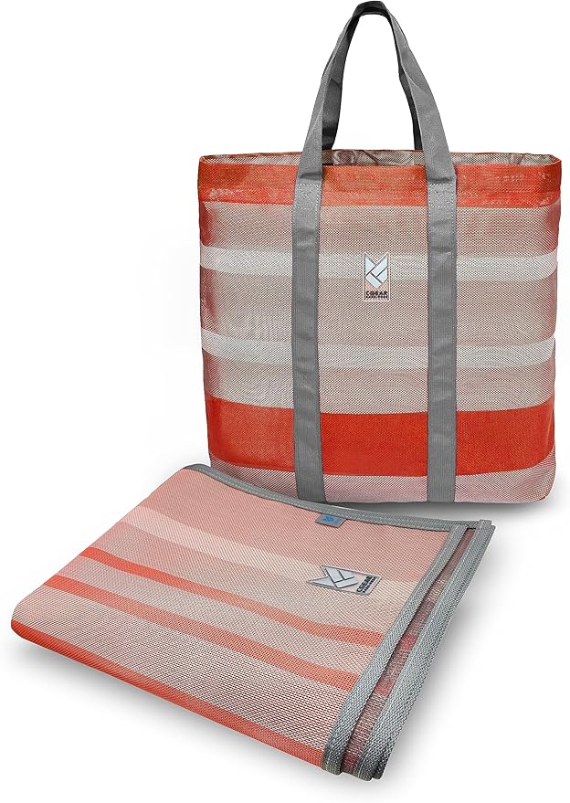 CGEAR RV Comfort Mat – Patented Sand-Free Technology with Ultra Soft Material – Sized to Your RV, Campsite, Beach House – Great Outdoor Patio Rug for RV and Camping (Earthy Stripe, 8' X 20')