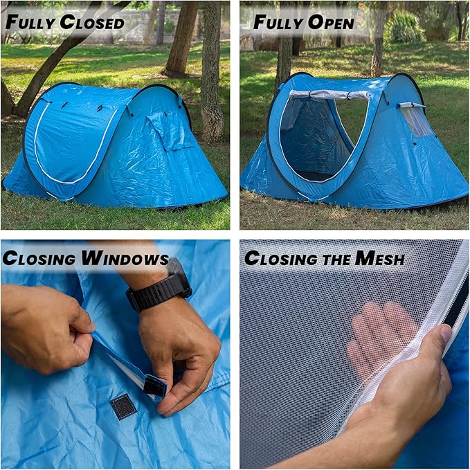 Zento Best Pop Up Beach Tent TA17 - Tent Pop Up Automatic Instant Portable Cabana – Camping Easy Set Up Windproof, Waterproof, Canopy - 3-4 Person Sunshade Shelter with UV Protection and Carry Bag
