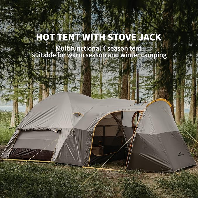 Naturehike KOTA 4/6/8 Person Camping Tent, Double Layer Waterproof 4 Person 6 Person 8 Person Tents for Camping, Large and Tall Family Tent with Vestibules Porch
