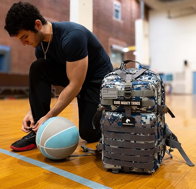 AMERICANPHOENIX 45L Elite Tactical Backpack | 3X Stronger Work & Military Backpack | Water Resistant and Heavy Duty | 3 Day MOLLE Bug Out Bag (Blue Jay)