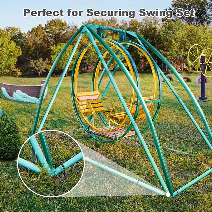 12 Pcs 12 Inch Trampoline Stakes: Trampoline Anchors High Wind Heavy Duty U Stakes for Ground - Trampoline Stakes Tie Down Anchor Kit for Swing Set, Soccer Goal & Camping Tents