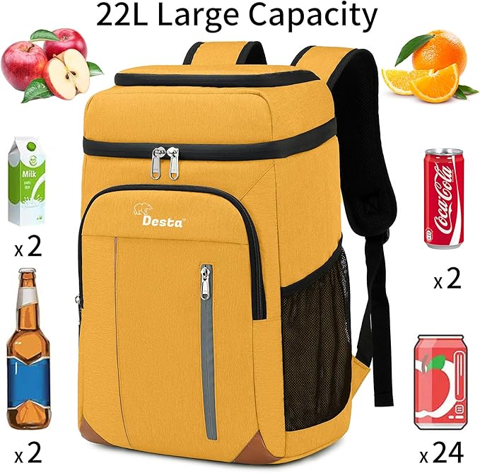 Desta™ 22L | Lightweight Insulated Backpack Cooler | Easy to Carry | Adjustable Shoulder Straps | Large Capacity | Hiking Backpack Men | Lunch Pack | Picnic | Made from 5mm Eco-Friendly EPE Foam