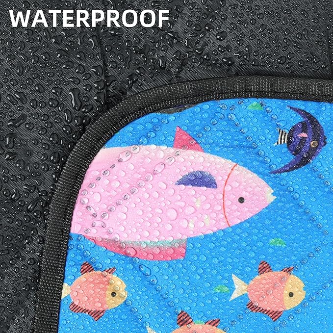 Outdoor Picnic Blanket Blue Ocean 80"x80" Oversize Sandproof Beach Blanket Waterproof Picnic Blankets Foldable for Caming, Beach, Outdoor Activities.