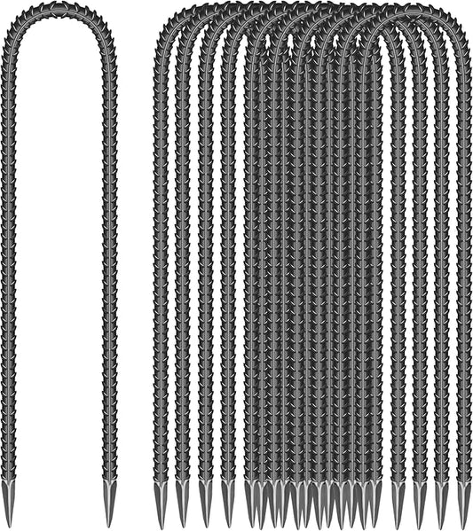11 Pieces 12-Inch Garden Ground Stakes Galvanized Steel U Shape Hook Rebar Stake - Heavy Duty Ground Anchors for Tents, Position Kits,Fences, and Trampolines