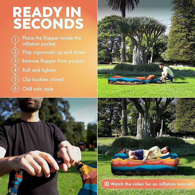 Chillbo Lazybone Inflatable Couch - Ultimate Inflatable Lounger for Maximum Chill - The Perfect Blow Up Couch for Music Festivals Or Inflatable Lounger for Camping
