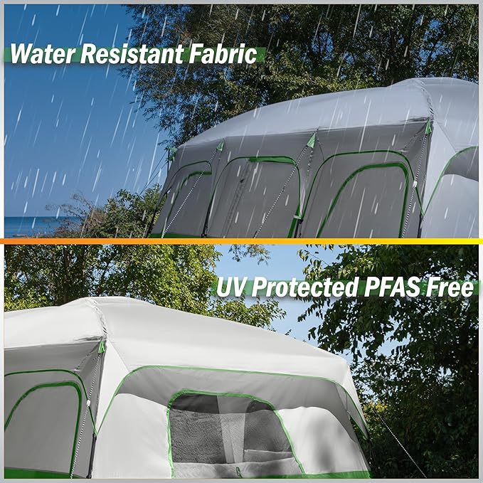 10-12 Person Large Camping Tent – Tall Family Cabin Outdoor Shelter with Room Divider, Mesh Windows, Water-Resistant Rainfly and Carry Bag for Camping and Outdoor Adventures – Wakeman Outdoors