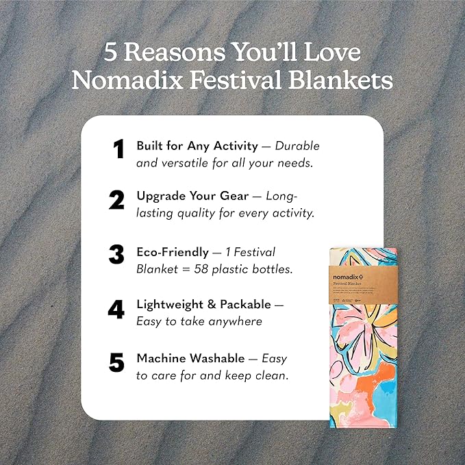 Nomadix Festival Blanket - Perfect for Picnics, Camping, & Lawn Seating - Plush Top & Water Resistant Base - Made with Post Consumer Recycled Materials - Jungle - 60x72