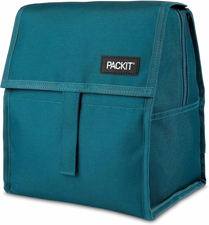 Packit® Freezable Lunch Bag, Deep Teal, Built with ECOFREEZE® Technology, Foldable, Reusable, Zip and Velcro Closure with Buckle Handle, Designed for Work Lunches and Fresh Lunch On the Go