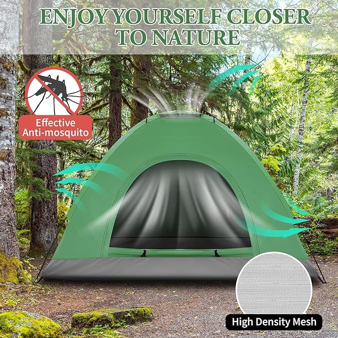 Outvita Camping Tent, 4 Person Dome Tents with Rainfly & Carrying Bag, Waterproof Easy Setup Tent with Mesh Windows for Camping & Hiking