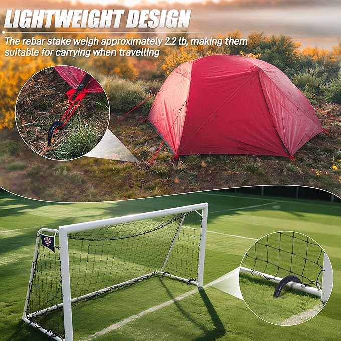 Anothera 16 Pack Heavy Duty Trampoline Stakes, 12 Inches Trampoline Anchors High Wind, Heavy Duty U Shaped Rebar Stakes for Trampoline, Tents, Inflatables, Fences, Outdoor Decoration