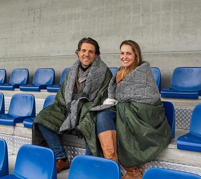 Sherpa Waterproof Outdoor Blanket. Large Sherpa Camping & Stadium Blanket for Cold Weather. Perfect for Picnic, Sports, Concerts, Outdoors, Boat. Windproof, Extra Warm, Machine Washable.