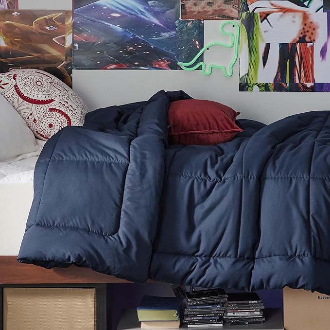 Bedsure Comforter Duvet Insert - Quilted Comforters Twin XL Size, All Season Duvet, GentleSoft Down Alternative Bedding, with 8 Tabs, Gifts for Women/Men, Navy Blue, Twin XL 92 x 68 Inches