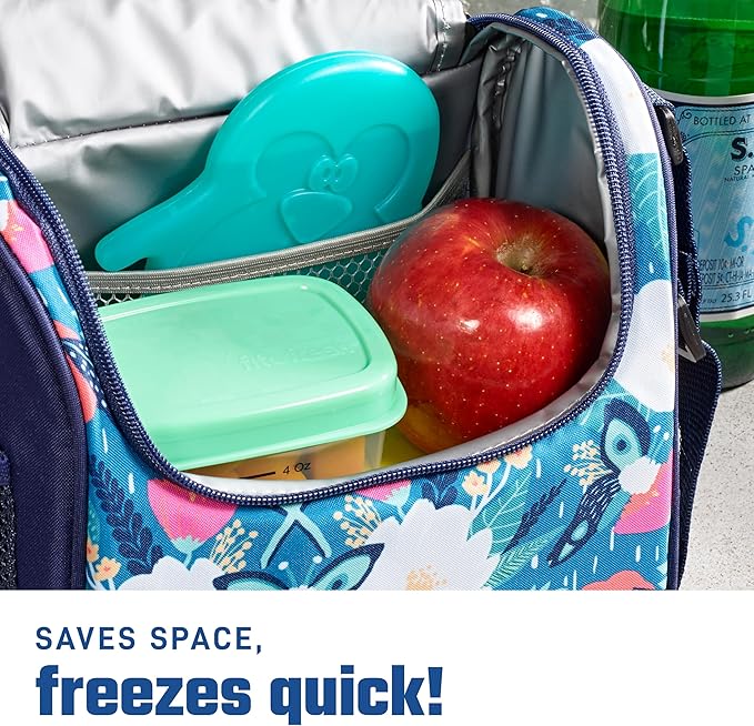 Fit & Fresh Cool Coolers Kids Lunch Box Ice Packs, Slim Ice Packs for Lunch Bags, Reusable, For Daycare and Travel, Multicolored Penguin and Unicorn Set, 8PK