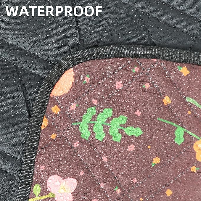Outdoor Cute Picnic Blanket Brown Floral 60"x80" Sandproof Beach Blanket Waterproof Picnic Blankets Foldable for Caming, Beach, Outdoor Activities.