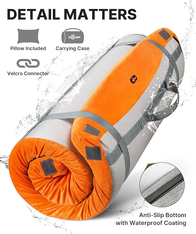 4 INCH Thick Foam Camping Mattress [Car/Tent/Cot] 30D Foam Portable Floor Sleeping Mat Cot Pad Roll Up Mattress for Guests Sleepovers RV Truck Camper