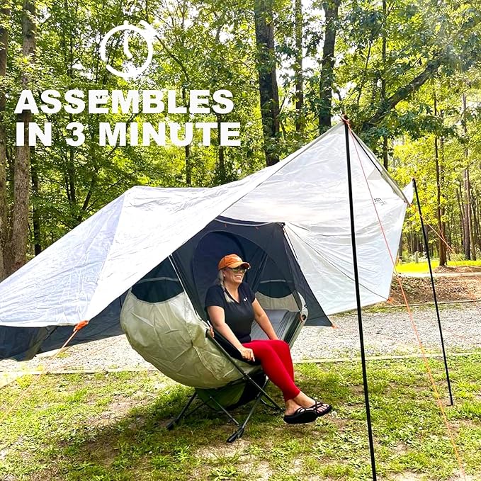 Portable Hammock with Stand, World's Best Mock ONE® Hammock Samsara Set, Compact Folding Framed Hammock with Bug Net and Tarp for Park, Backyard, Garden, Camping, Hiking, Mountaineering, Beaches-Green