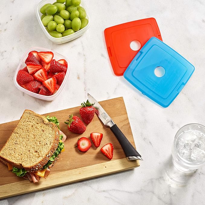 Cool Coolers by Fit & Fresh Slim Ice Packs, Quick Freeze, Space-Saving, Reusable Ice Packs for Lunch Boxes & Coolers