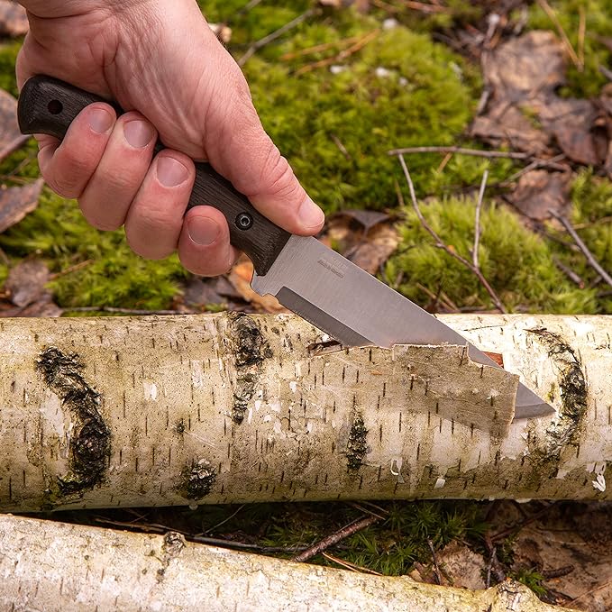 BPSKNIVES Nighthawk Adventurer - Camping Knife - Fixed-Blade Stainless Steel Survival Knife - Black Leather Sheath and Firestarter - Outdoor Full Tang Knives - Bushcraft Knives