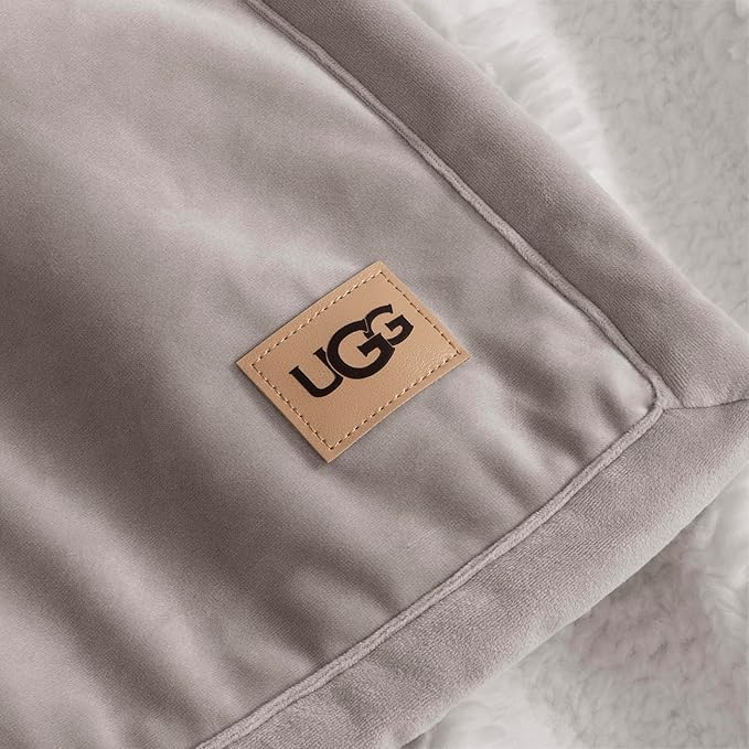 UGG Bliss Throw Blanket Plush Soft Fleece Fluffy Blankets for Bed or Couch Oversized Warm Reversible Machine Washable Medium Weight Home Decor Giftable Throw, 50-inch x 70-inch, Oyster Brown