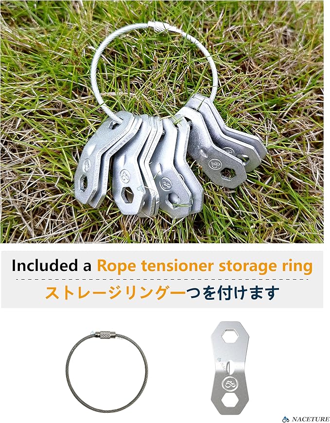 NACETURE Aluminum Alloy Rope Tensioner Tent Guyline Cord Adjuster for Camping, Hiking, Backpacking