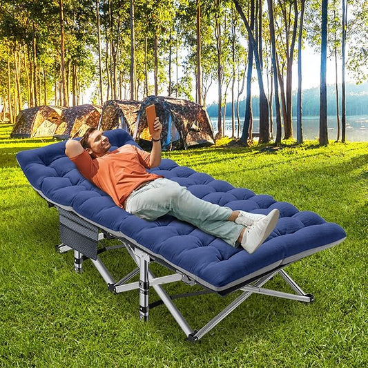 ABORON Camping Cot for Adults, Folding Sleeping Cot with Mattress, 500 lb Capacity Heavy Duty Outdoor Folding Sleeping Bed, Portable Cot Bed for Camping, Indoor Guest Use, Home & Travel