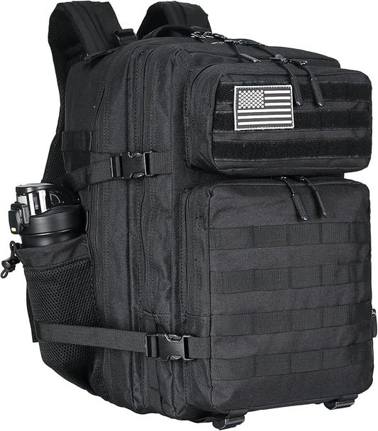 45L Military Tactical Backpacks 3 Days Assault Pack Bag Fitness Rucksack 3 Day Bug Out Bag Hiking Treeking Molle Daypack (Black)