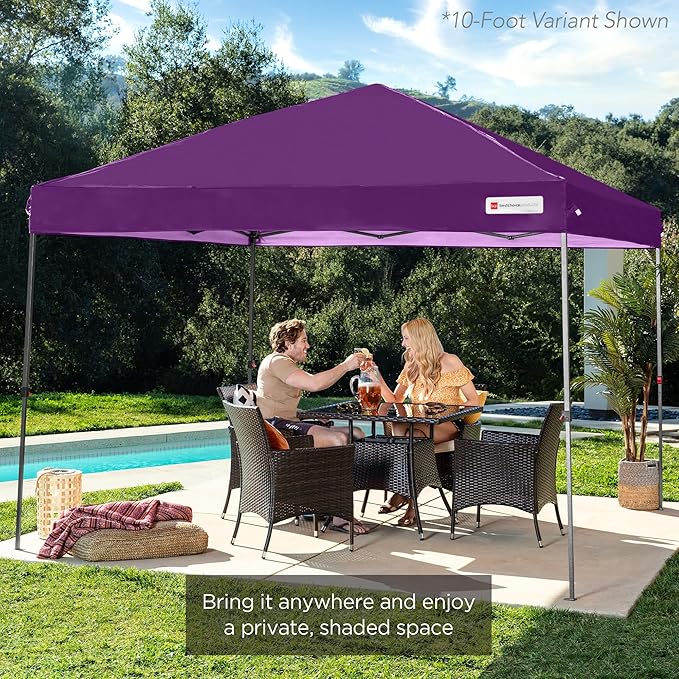 Best Choice Products 12x12ft Pop Up Canopy Tent, Outdoor Shade, 1 Person 1 Minute Set Up, Carry Case, 4 Weight Bags - Amethyst Purple