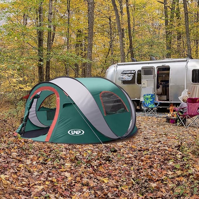 Pop-up Tent, 3 Person Camping Tent, Instant Portable Beach Tent, Easy Pop Up Shade Tents 2 Doors for Camping Hiking & Traveling with Carrying Bag
