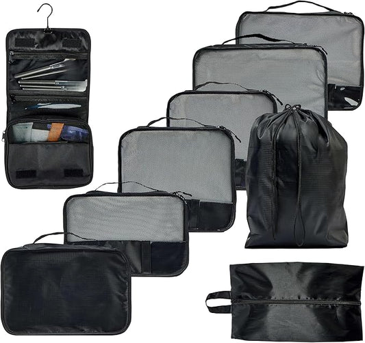 Packing Cubes Set – Cute Packing Cubes for Travel, Luggage Organizer Bags for Suitcase, For Kids & Family, Floral, Neutral & Aesthetic Travel Organizer Set -Black