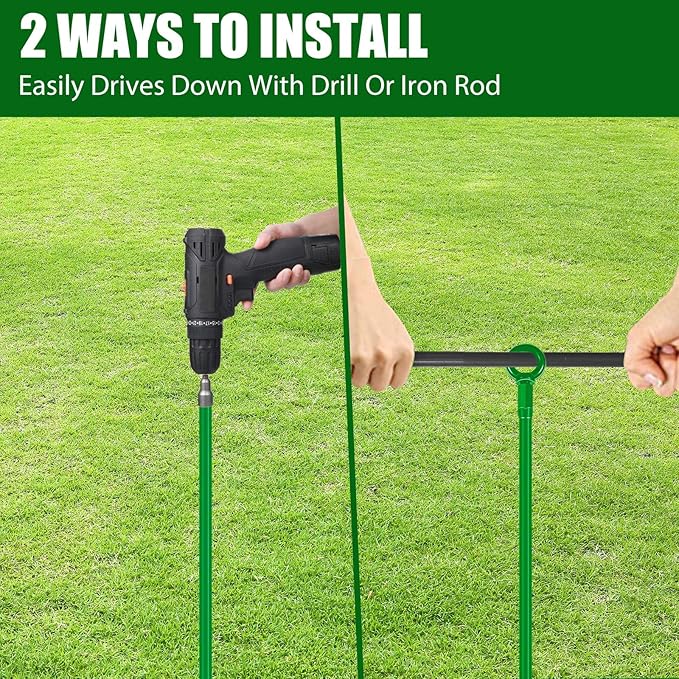 Chumia 12 Pcs 18 Inch Ground Anchor Spiral Blade Heavy Duty Earth Anchors Swing Set Metal Shed Kit for Garden Securing Trees Tents Trampoline Canopies Shelters (Green)