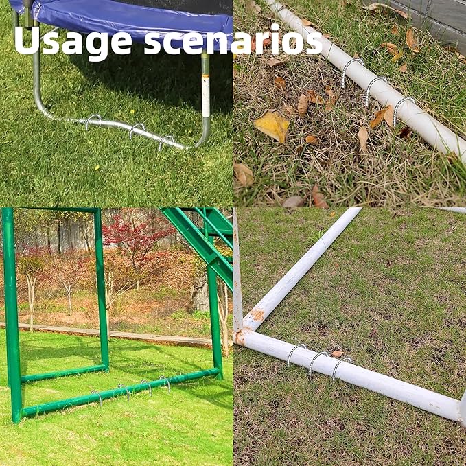 11 Pack Ground Garden Rebar Stakes Rebar 12 Inch Anti-Rust Galvanized Steel U Shape Hook Heavy Duty Ground Anchors for Tents, Position Kits,Fences, and Trampolines Landscape Fabric