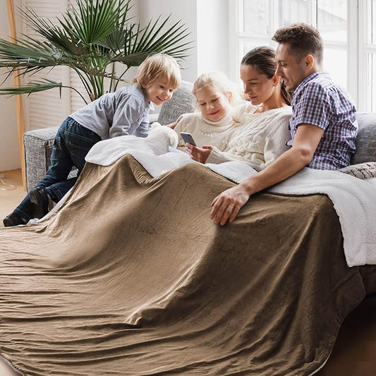 Bedsure GentleSoft Sherpa Fleece Oversized Cal King Blankets for Bed - Thick and Warm, Soft Fuzzy Plush Large Blanket for Winter, Camel, 112x98 Inches