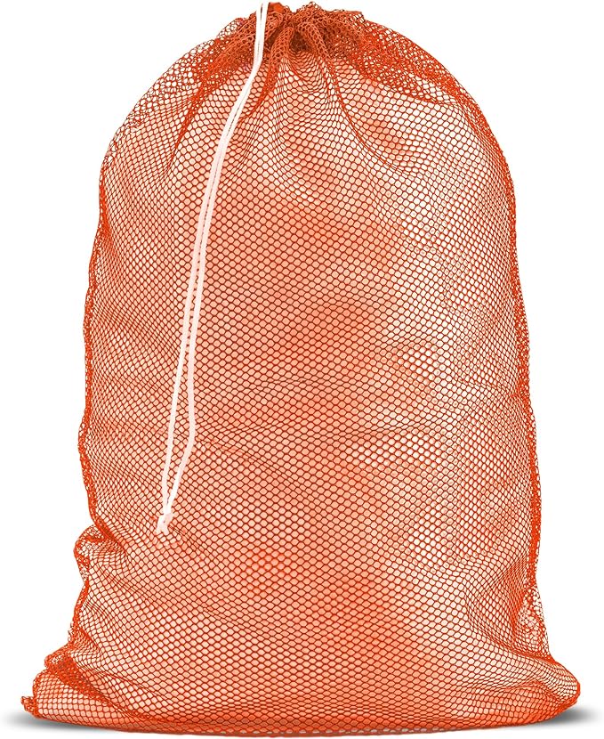 Handy Laundry Mesh XL Laundry Bag - Durable, Machine Washable with Secure Drawstring Closure - Perfect for College Dorms, Laundromats, Apartments (Orange, Large 24" x 36")