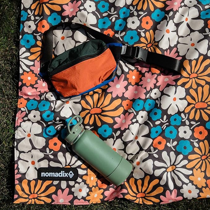 Nomadix Festival Blanket - Perfect for Picnics, Camping, & Lawn Seating - Plush Top & Water Resistant Base - Made with Post Consumer Recycled Materials - Hula Multi - 60x72