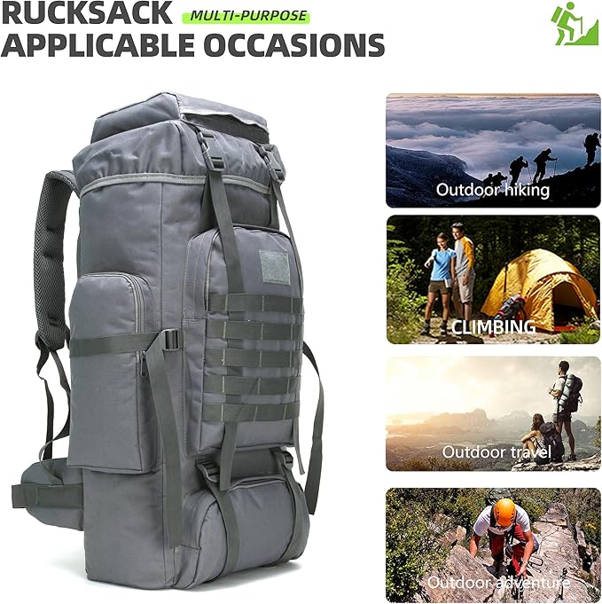 King'sGuard 70L Camping Hiking Backpack for Men Women Large Military Tactical Backpack Molle Rucksack Backpack for Outdoor