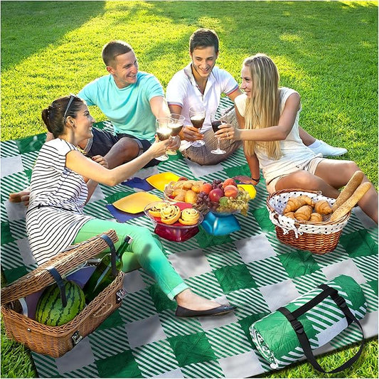 Extra Large Picnic Blankets Lightweight 80x80 Oversized Waterproof Sandproof Outdoor Beach Blanket Camping Grass Mat Vaction Essential Park Accessories Grass Garden Must Have Ground Backyard Gear Gift