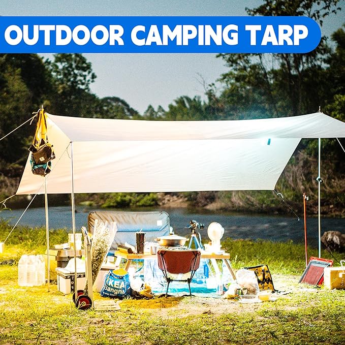 Tarp 6x8(2packs) ft Heavy Duty 12mil 100% Waterproof High Durability Multipurpose,Uv Resistant,White Tarp Suitable for Swimming Pools, Boats, Camping, Courtyards, Etc -by MVPNET