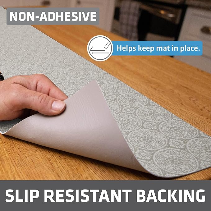 Drymate Premium Luxury Shelf & Drawer Liner, Thick Cushioned Fabric, Non-Adhesive, Absorbent, Waterproof, Slip-Resistant, Liners for Kitchen Cabinets, Cupboards (USA Made)(12”x59”)(24-Pack)(Tan)