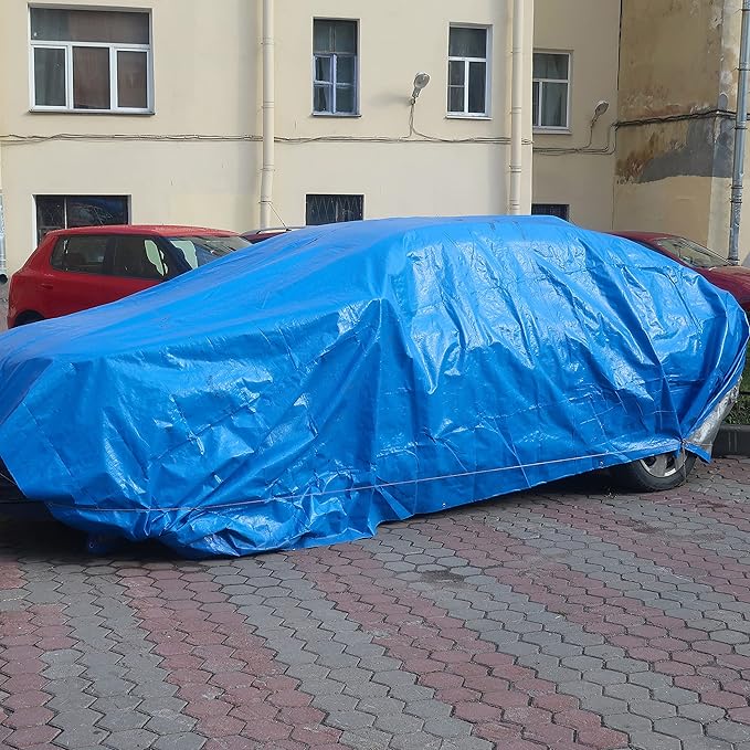 Multi-Purpose Large Tarp Waterproof Cover | Blue, 50' x 50' 5 Mil Thick | Rip Proof Tarps | Thick Weave Material, UV Resistant Great for Tarpaulin Canopy Tent, Boat, RV or Pool Cover