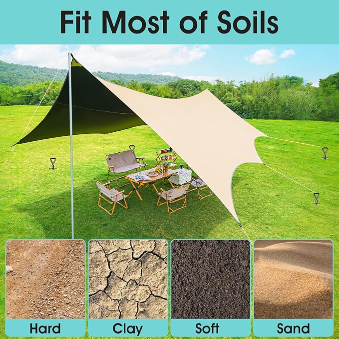 Ground Anchors Screw in, Heavy Duty Ground Trampoline Stakes High Wind Tent Stakes for Tent, Trampoline, Gazebo, Carport, Trap Anchor, Canopies, Swing Set