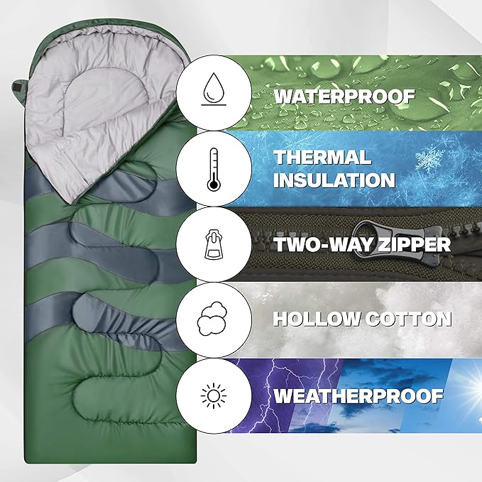 IFORREST Sleeping Bag - Single-Person Cold Weather Camping Sleep Bag for Adults and Teens - XXL 33in/ 40" - Extra-Wide & Warm for Big & Tall - All-Season Comfort