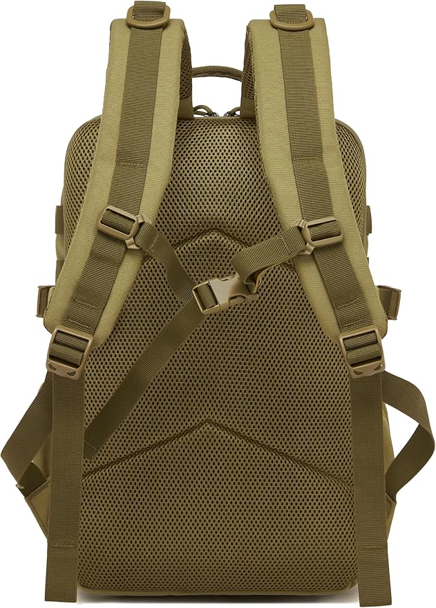 Wotony Military Tactical Backpack for Men Waterproof Daypack 3 Day Assault Pack Laser-Cut MOLLE Webbing Design with Water Bottle Holder Black Small Tactical Assault Bag (Khaki, 30L)