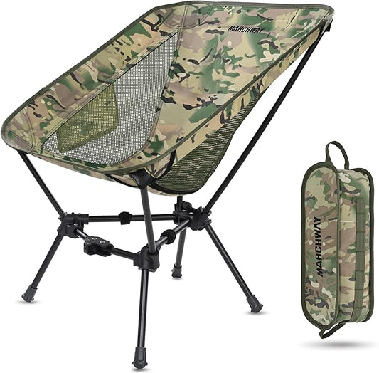 MARCHWAY Lightweight Folding Camping Chair, Portable Foldable Compact for Outdoor Camp, Travel, Beach, Picnic, Festival, Hiking, Backpacking, Supports 330Lbs (Camo)