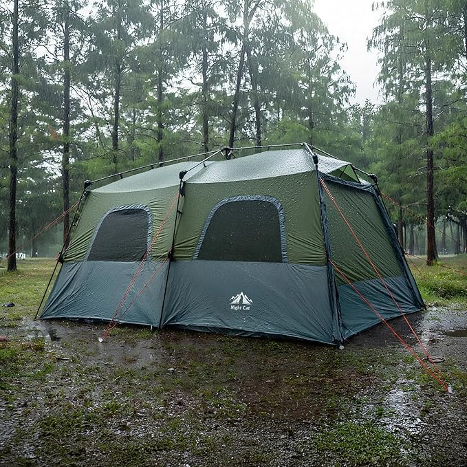 Night Cat 8-Persons Camping Tent: Large Waterproof Instant Cabin Hot Tent with Canopy and Stove Jack for Family Glamping