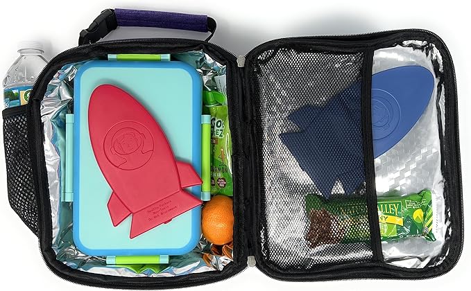Spaceship Slim Reusable Ice Packs - 3-Pack Long-Lasting for Kids' Lunch Boxes, Bags & Coolers - Multicolored