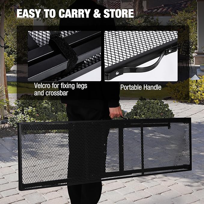 REDCAMP 55 Inch Outdoor Bar Table, Folding Paito Bar Height Hot Tub Table with Waterproof Mesh Top for Balcony, Garden, Poolside, Indoor, Rectangle Black