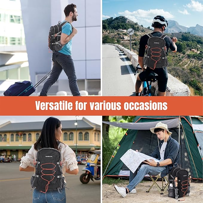 TREKOLOGY 30L Waterproof Lightweight Backpack – Foldable, Durable Daypack for Men & Women with Chest Strap & Multiple Compartments – Compact, Comfortable, Ideal for Hiking, Camping, Travel & Outdoors