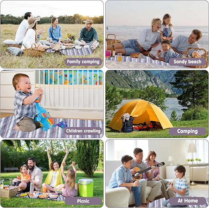 Large Picnic Mat, Outdoor Camping Mat, Tent Mate. Easy to Carry and Store, Water-Resistant, Dust-Proof Sand-Proof, Machine Washable. Thickened. For Picnics, Lawns, Concerts, Outdoor Adventures.