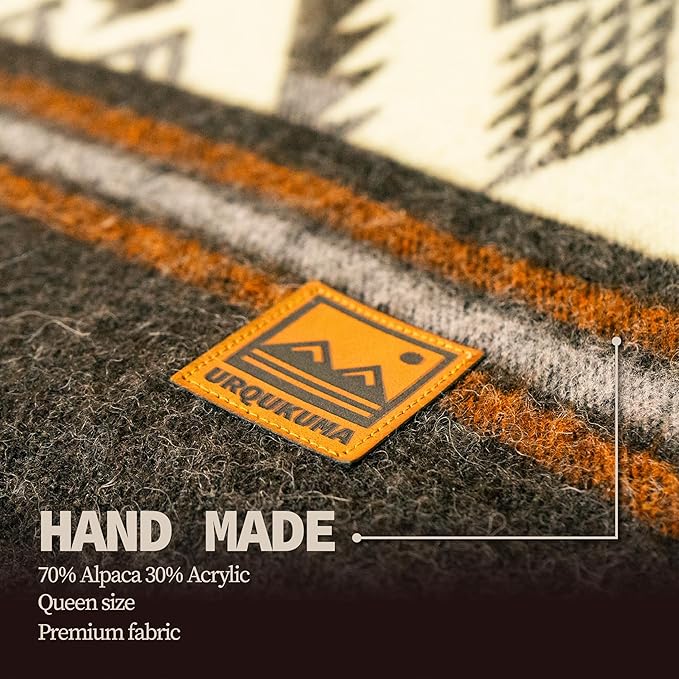 Alpaca Blanket - Premium Alpaca Wool Throw Blanket for Cozy Comfort - Warm Alpaca Wool Blanket - Variegated - Made by Artisans in The Heart of The Mountains of Ecuador