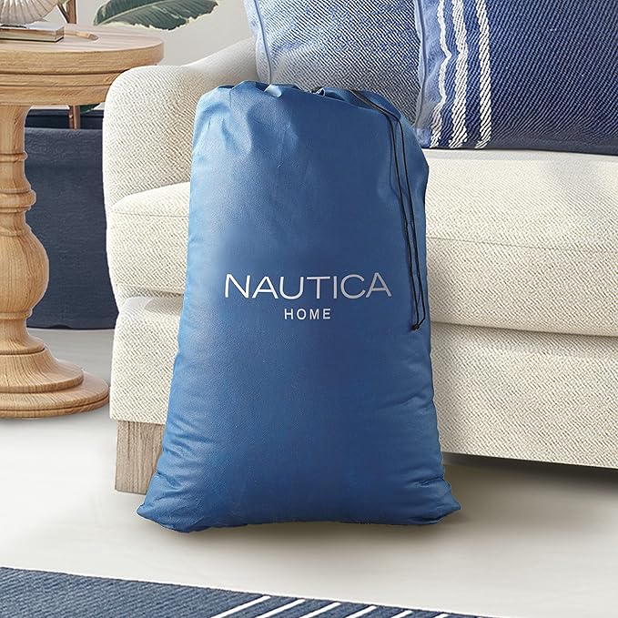 Nautica Home 15" Cool Comfort Size Twin Premium Air Mattress with Pillow Top, Raised Inflatable Airbed, Comfort Coil Technology, Built-in Pump, Anti-Leak Vinyl, Storage Bag